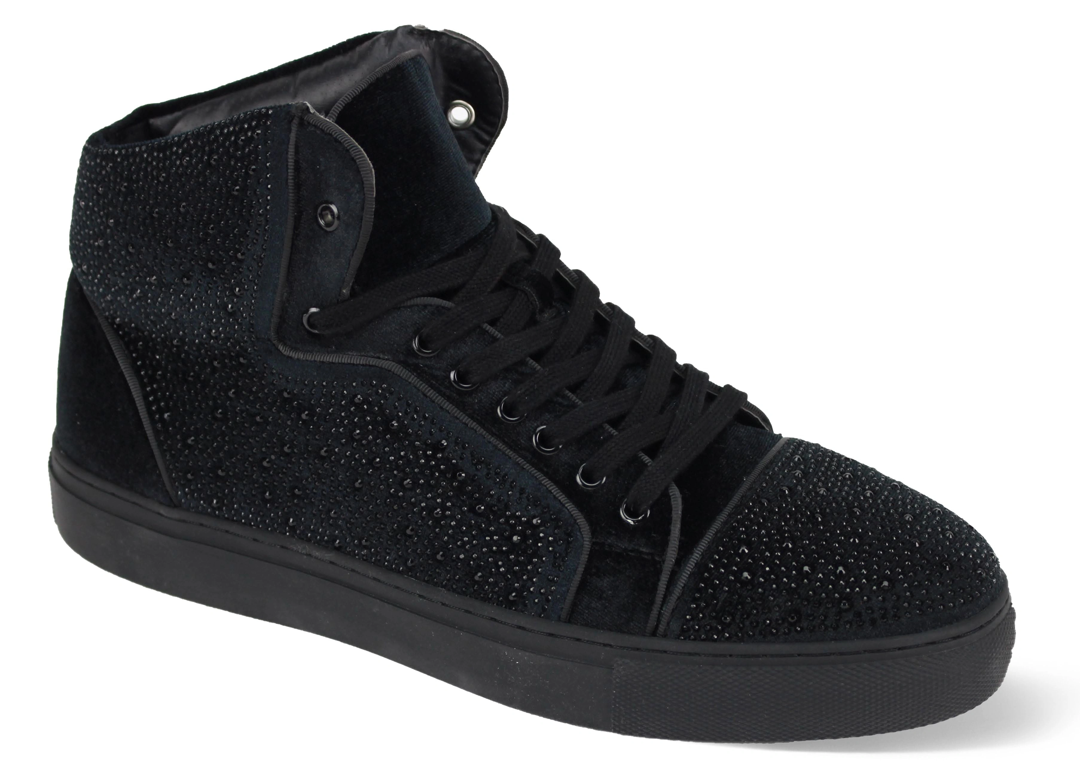 Black Velvet High-Tops: Shine On with Rhinestones, AM FLASH! Dazzling Kicks for the Bold.